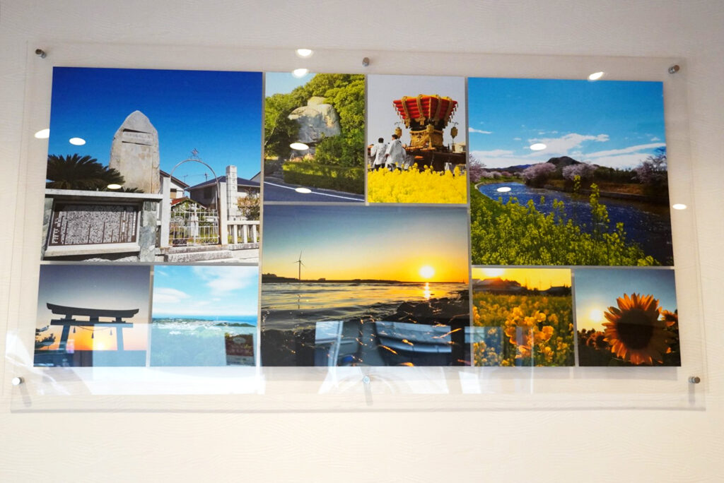 五色町都志を象徴する場所をパネルに収めて展示